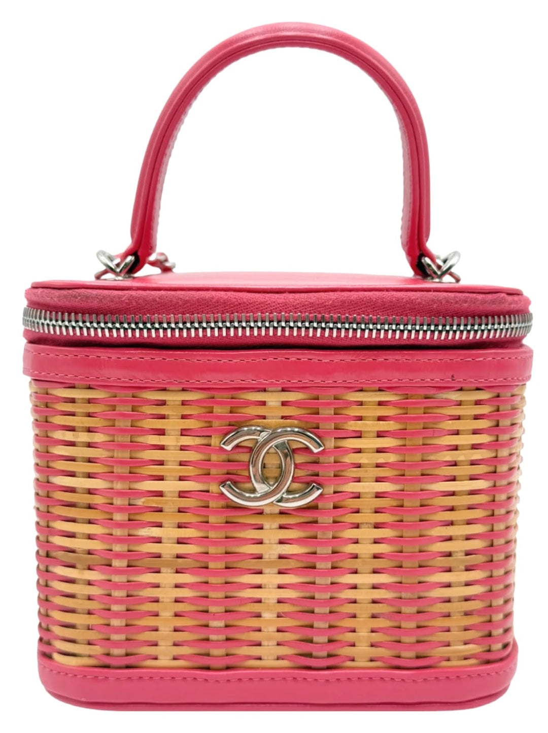 CHANEL WICKER TAKE AWAY SMALL VANITY BAG CALFSKIN RATTAN