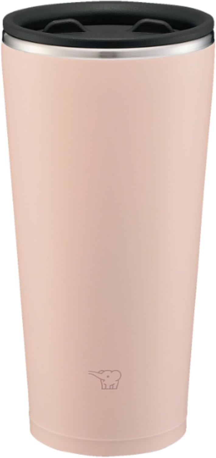 ZOJIRUSHI Tumbler 450ml with Lid, Rotating Lid, Stainless Steel Tumbler, Office Work, Home Time, Keeps Hot and Cold, Smoky Pink SX-FA45-PZ