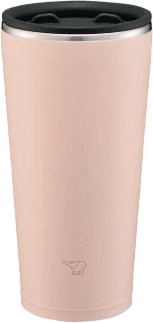 ZOJIRUSHI Tumbler 450ml with Lid, Rotating Lid, Stainless Steel Tumbler, Office Work, Home Time, Keeps Hot and Cold, Smoky Pink SX-FA45-PZ