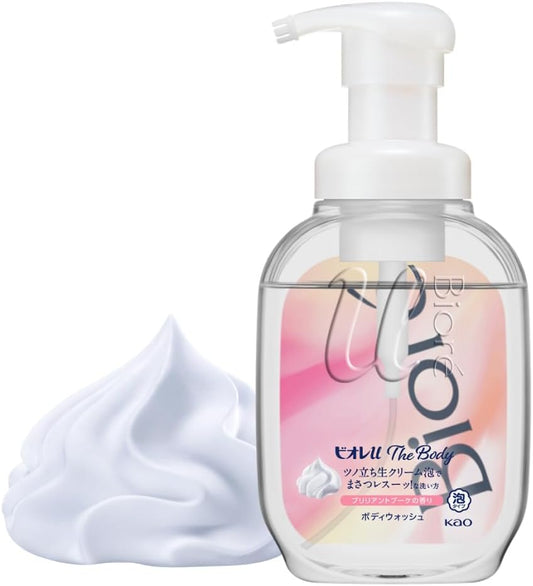 Biore The Body Foaming Type Brilliant Bouquet Scent, Pump, 18.4 fl oz (540 ml), High Lubrication Formula, Raw Foam Body Soap, Gorgeous Brilliant Bouquet Scent