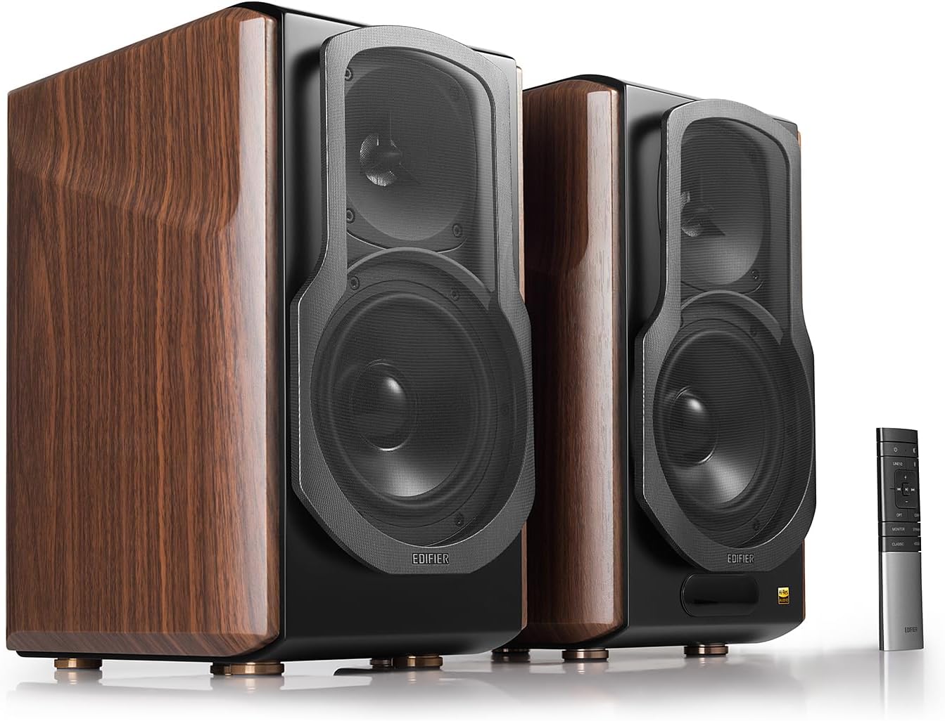 Edifier S2000MKIII Bookshelf Speaker, Bluetooth 5.0, Max 130W Output, Built-in Amplifier, 2-Way, Hi-Res Compatible, aptX HD, Wood, Bluetooth/OPT/COAX/Dual RCA Inputs, Wired and Wireless, PC/TV