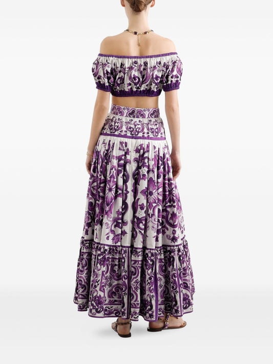 Dolce  Gabbana ドルチェ＆ガッバーナマイオリカプリントコットントップ - Image 1
