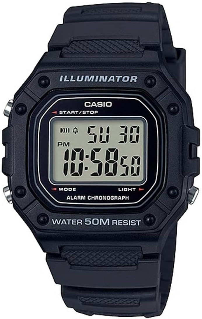 [Casio] Standard Digital W-218H-1A Wristwatch, Men's, Women's, Cheap Casio Tipkashi, Petite Pla, Black, [Parallel Import], Belt Type: