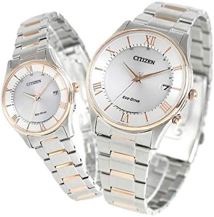 Citizen AS1062-59A ES0002-57A Eco-Drive Radio Watch, Thin, Silver x Pink Gold, Unisex