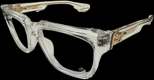 CHROME HEARTS 'BOX OFFICER' 18K GOLD CRYSTAL SUNGLASSES