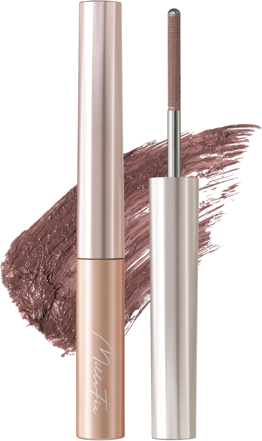 Milfee Metal Brush Mascara (03 Pink Brown) Long Curly Keep, Extra Fine Eye Makeup Waterproof MilleFee