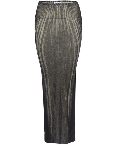 JEAN PAUL GAULTIER Spiral printed mesh long skirt - Image 1