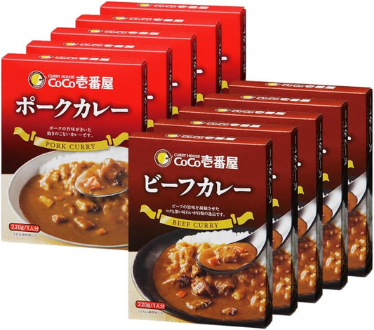 【Official CoCo Ichiban House】Try Retort Curry Set 2 Types 10 Pieces (Pork Beef) CoCo Ichi Cocoichi Curry Retort Popular Set Large Capacity Not Spicy Mild Pork Pork Meat Emergency Food Stockpile Living