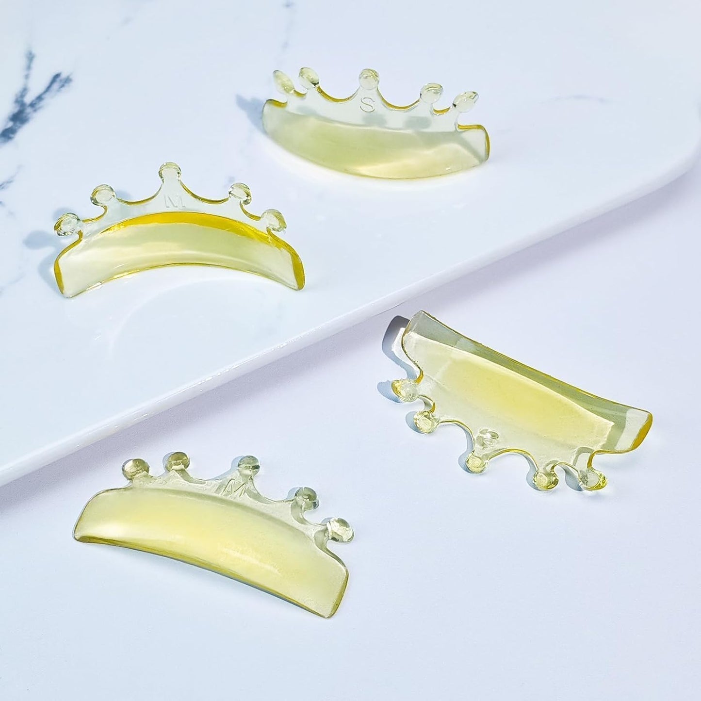 Libeauty Professional Rash Lift Guard Self-Adhesive Rash Lift Pads No Glue Reusable Silicone Private Logo Rash Lift Poles,4pcs/2 Size Cute Crown Shape DIY Eyelash Perma Rod