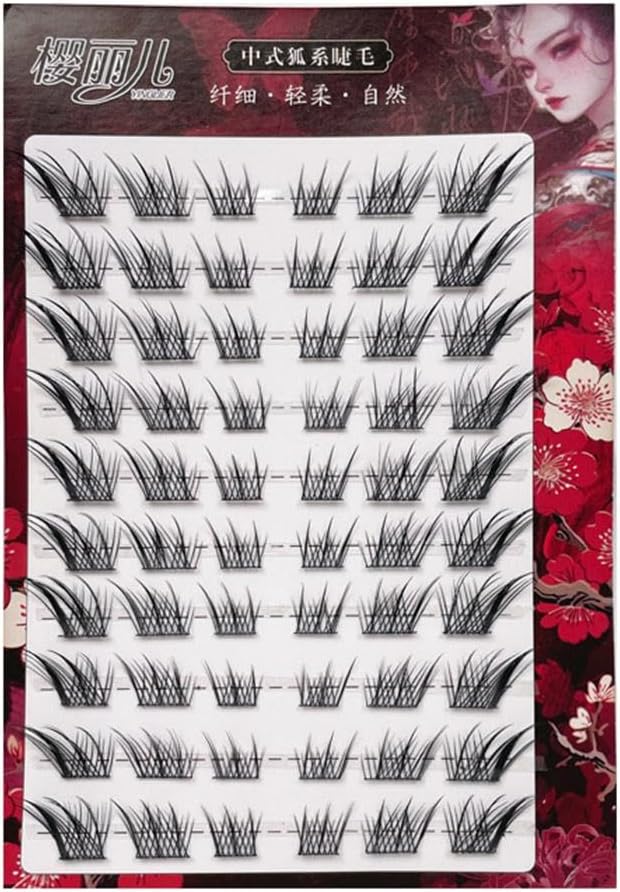 DIY Lash Extensions Cartoon Natural Self Adhesive Fox Eye False Eyelashes 9-15mm No Removable Anime Lash Cluster DIY at Home