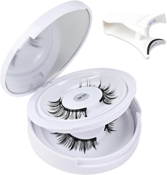 Magnetic Eyelashes (Set of 2 Pairs), Natural Magnetic False Eyelashes, 3D False Eyelashes with Storage Box, Clip Included, Black Natural Axis, No Glue Required, Long Lasting, Waterproof,