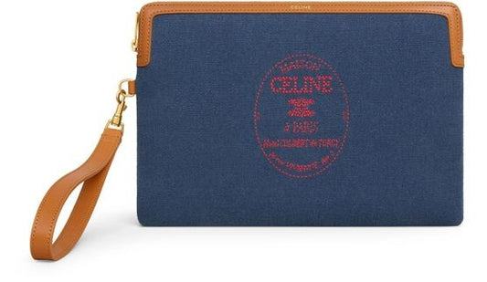CELINE Small pouch with strap cuir Triomphe in textile with embroidery - Image 1