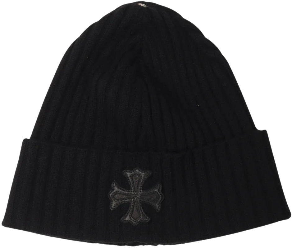 CHROME HEARTS CROSS PATCH CASHMERE BLACK BEANIE