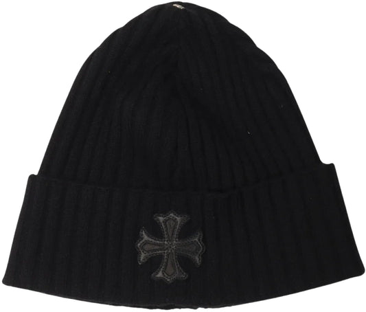 CHROME HEARTS CROSS PATCH CASHMERE BLACK BEANIE