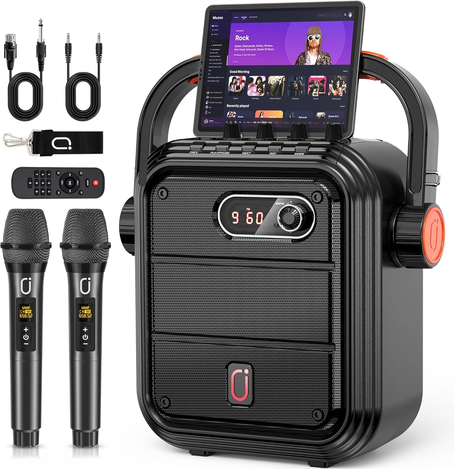 JYX Wireless Microphone Speaker Set Amplifier Bluetooth 5.0 Compatible with Enhanced Bass Function Rechargeable Portable Suitable for Home Parties, Karaoke, Street Speeches, Conferences, School Events