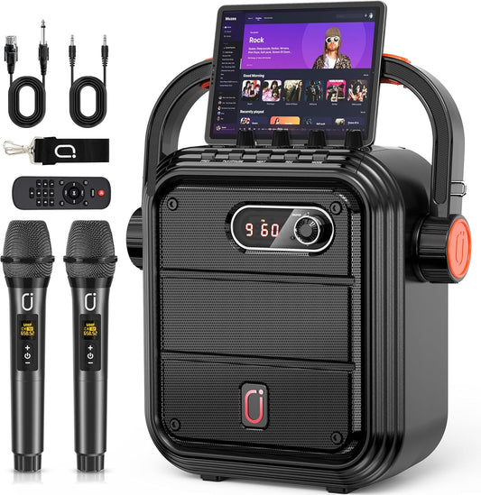 JYX Wireless Microphone Speaker Set Amplifier Bluetooth 5.0 Compatible with Enhanced Bass Function Rechargeable Portable Suitable for Home Parties, Karaoke, Street Speeches, Conferences, School Events