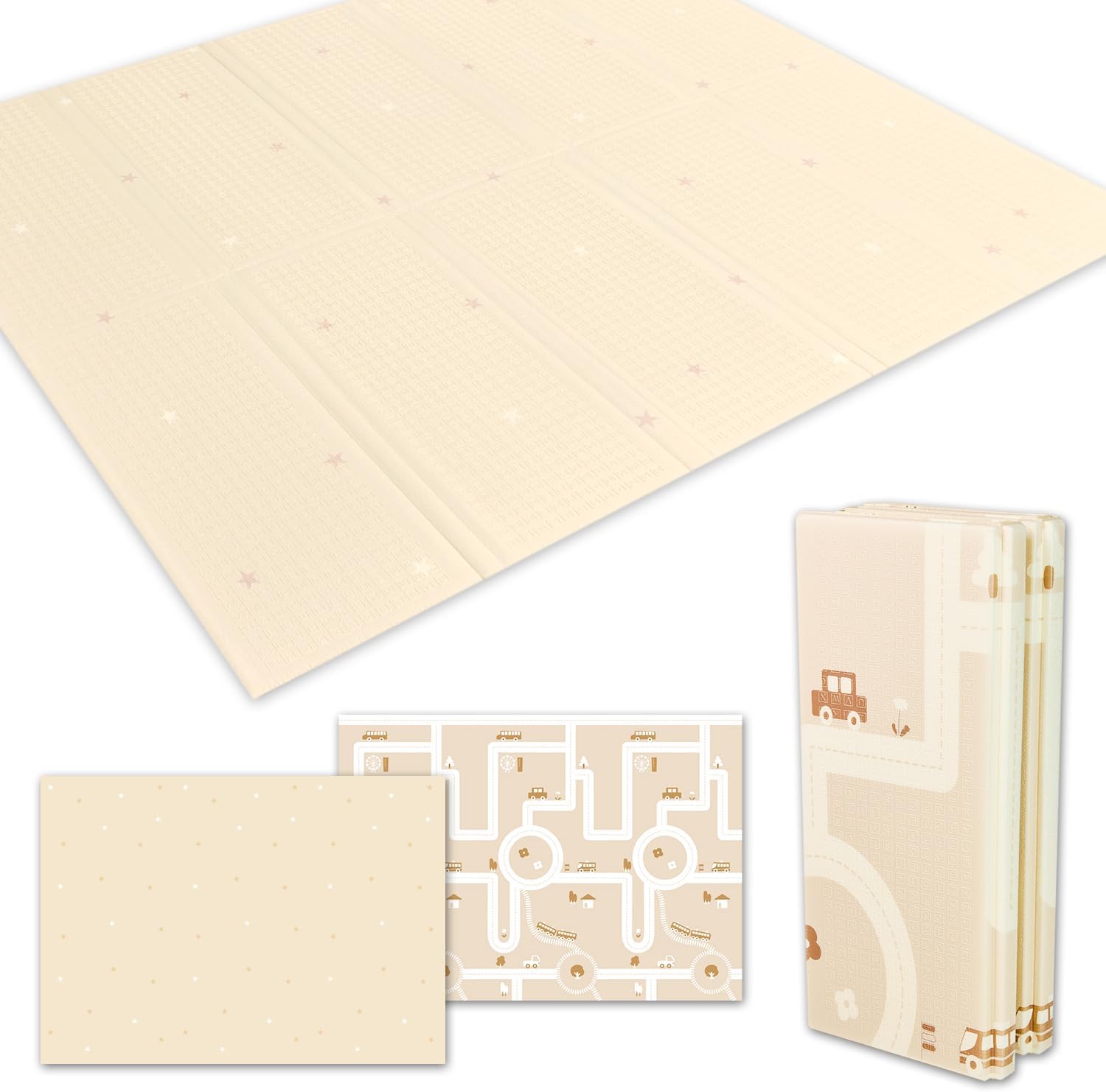 Baby Mat (Safety Inspected by a Japanese Manufacturer, Nursery Teacher Supervision) Baby Play Mat, Foldable, Soundproof, Waterproof, Safe Material, Playable, Double-Sided, Anti-Slip (70.9 x