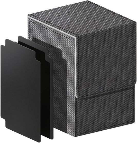 Deck Case, Trading Card Case, Vertical Insert, Magnet, PU Leather, 100 Cards, Sleeve Compatible, "Yu-Gi-Oh Duel Masters Various Card Game BOX" (Gray)