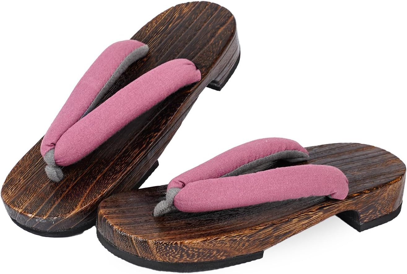 Amemari Women's Yukata Clogs, Large Size, Yukata Clogs, Size 2L (9.4 - 10.2 inches (24.0 - 26.0 cm), Summer, Cotton Linen, Plain Thong, No Pain, Thick Thong, Fluffy Thong, Large Size, Wide, Women's