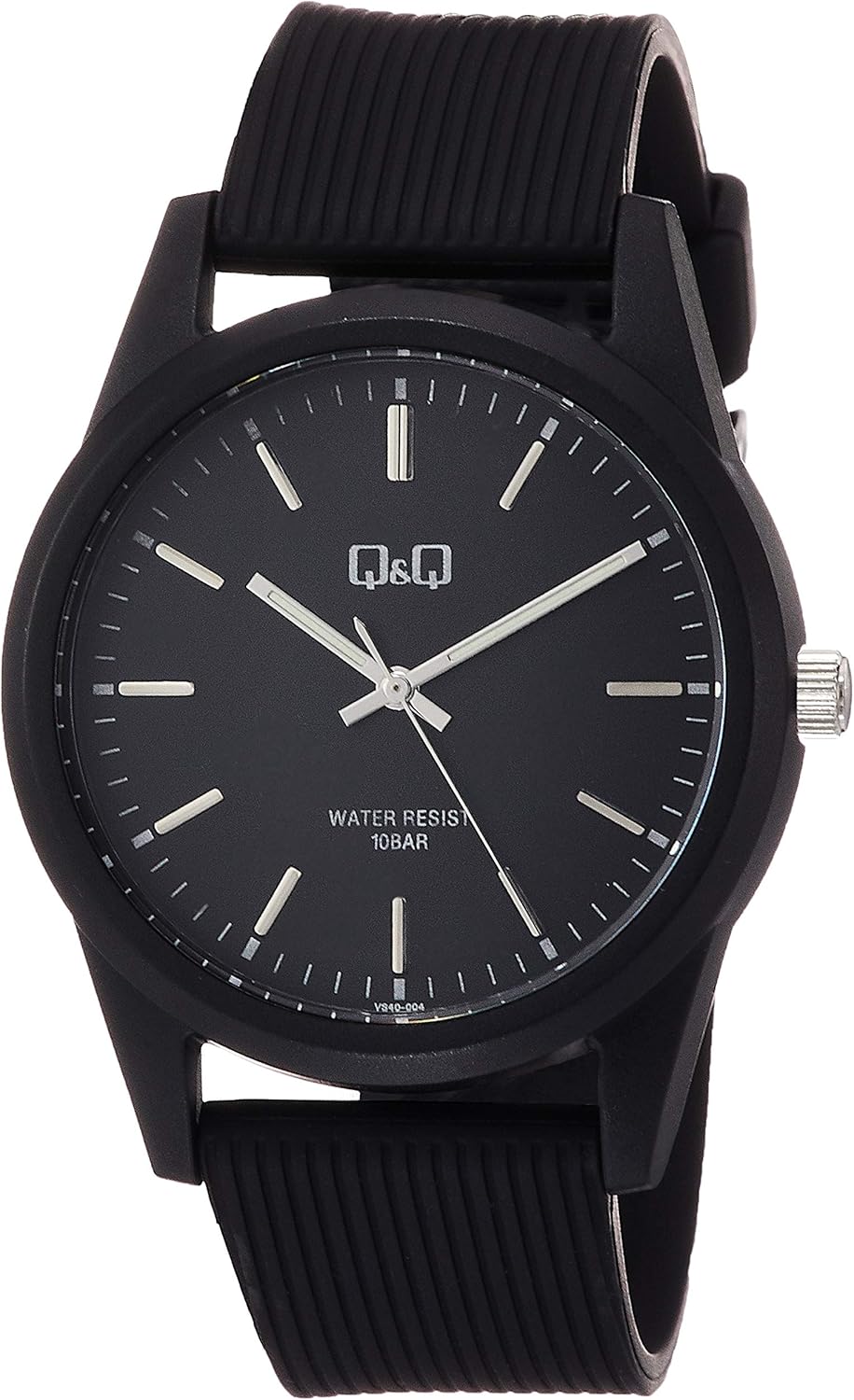 Citizen Q&Q Wristwatch, Analog, Waterproof, Urethane Strap, black/white bar, Quartz Watch, Water Resistant to 10 ATM, Simple