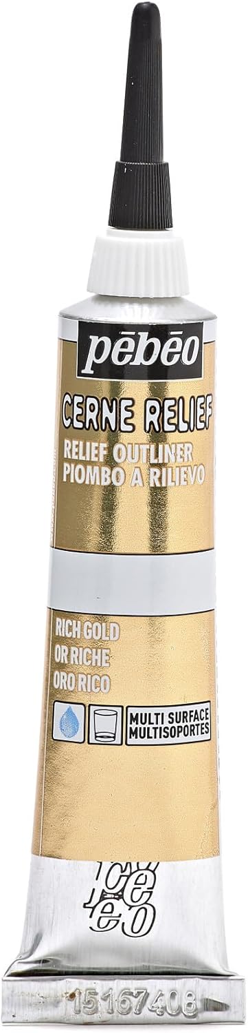Pebeo 773120 Vitrau Outliner 0.7 fl oz (20 ml), Rich Gold