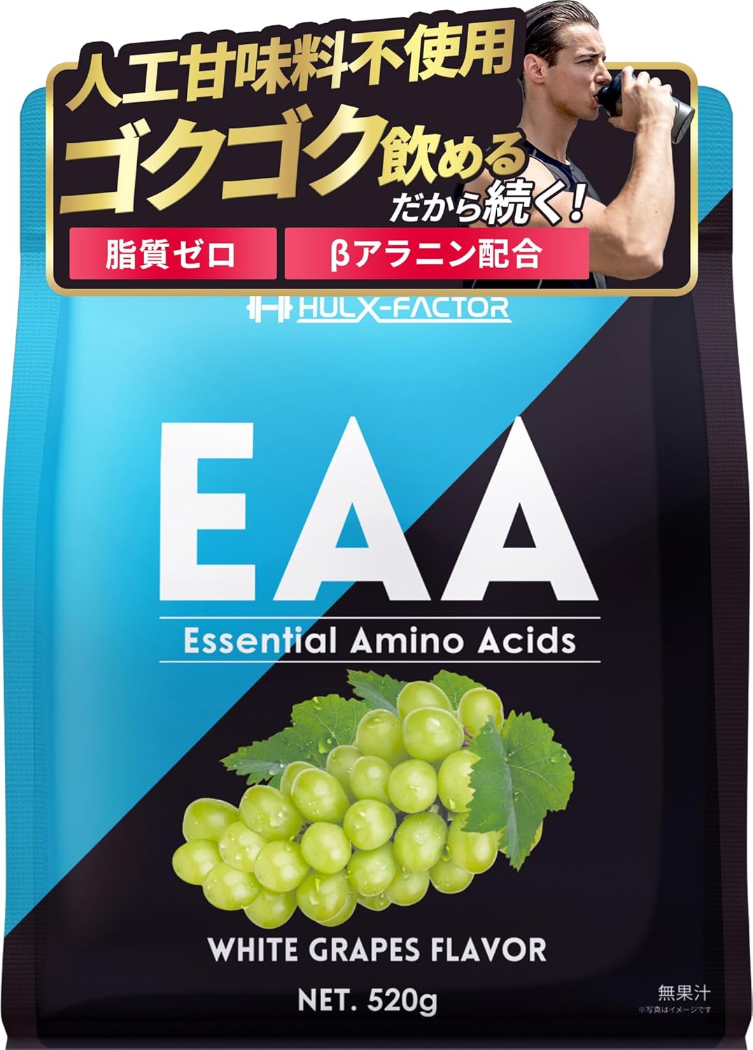White Grape Flavor Essential Amino Acid Supplement, EAA Beta Alanine Blend, Hulk Factor, 18.3 oz (520 g), Made in Japan