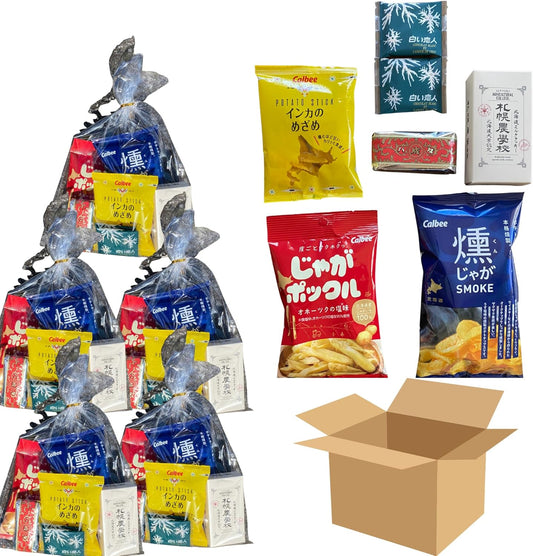 Hokkaido Popular Sweets, Souvenir, Assorted, Gift, Potatoes, Pokle, Calbey, Inca Noodles, 6 Types x 5 Bags (Pack of 7)