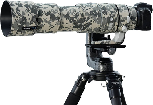RolanPro Lens Cover | Compatible with Canon RF 200-800mm F6.3-9 IS USM | Camouflage Coat for Telephoto Lens | Triple Layer Protection | Color Number: Gray Digital Camo