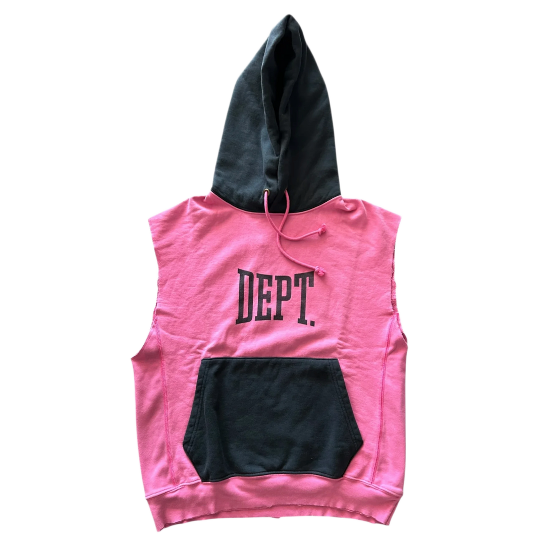 GALLERY DEPT 'PINK/BLACK' CUTOFF LOGO HOODIE