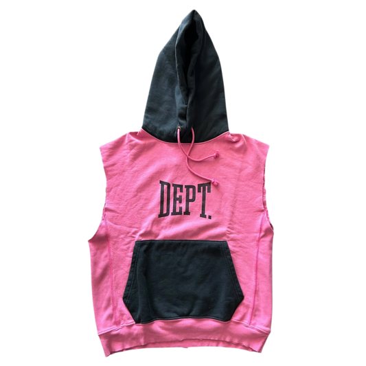 GALLERY DEPT 'PINK/BLACK' CUTOFF LOGO HOODIE