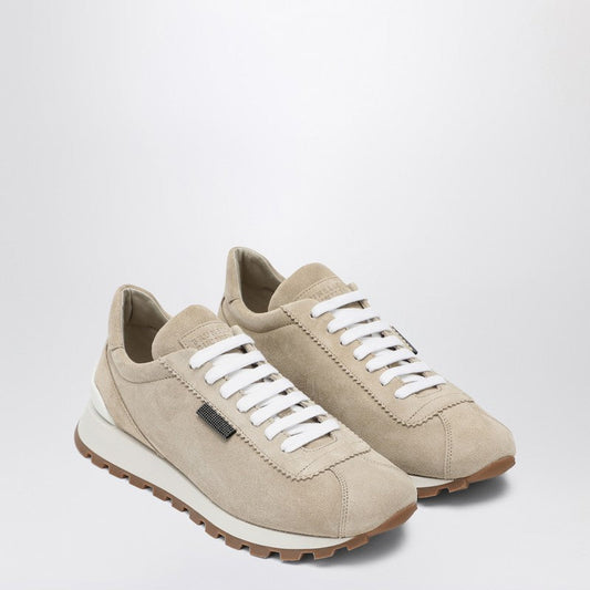 Brunello Cucinelliスエードスニーカーと光沢のあるタブ - Image 1