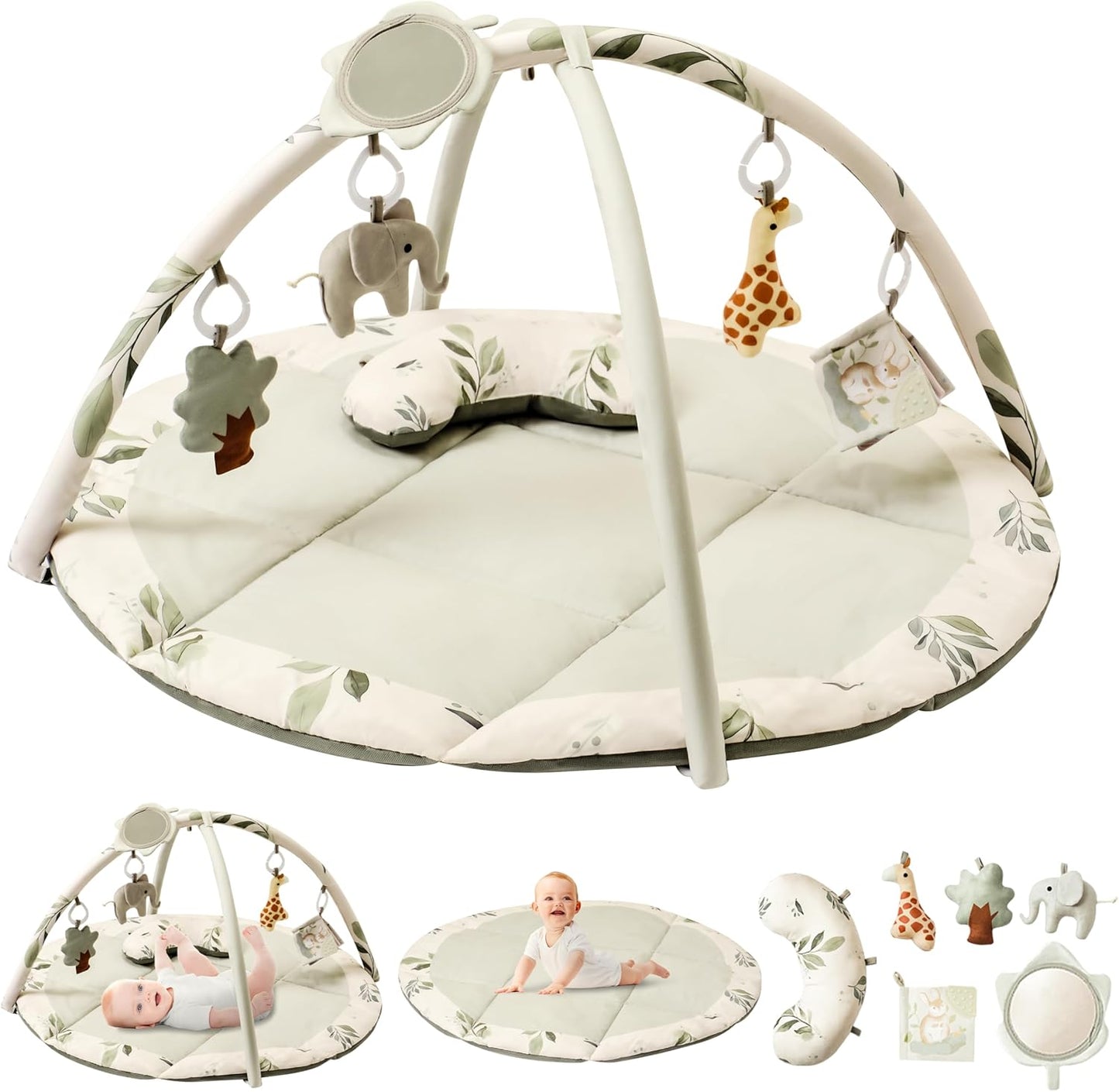 Fortella Baby Gym, Play Gym, Baby Gym, Newborn, Play Mat, Toy, Merry, 0, 5 Months, 1 Year Old, Educational Toy, Popular, Baby Shower, Present, Gym for Babies (Sage Green)