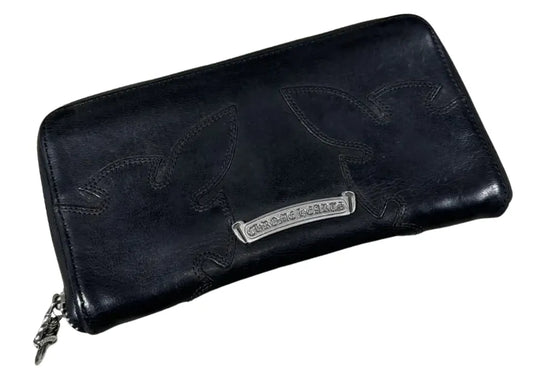 CHROME HEARTS BLACK FLEUR DAGGER ZIP WALLET