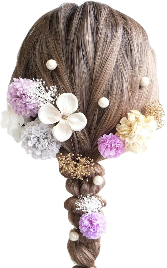 [Lomeri] Romeri Hair Ornament, 6 Colors, Dried Flowers, Mu, Kimono, Kimono, Yukata, Decoration, Furisode, Coming-of-Age Ceremony, Wedding, Graduation, Shichi-Go-San Wedding, Cute, Shichi-Go-San U