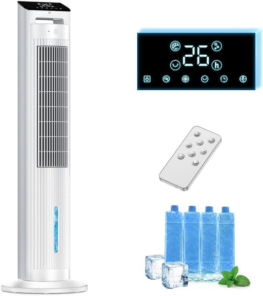 Tower Cooling Fan, Powerful [2026 Summer Model & Powerful Cooling] Cooling Fan, Water Cooling Type, 1.6 gal (5 L) Large Capacity Tank, Left and Right Automatic Oscillation, Cooling/Blowing/Humidifiing
