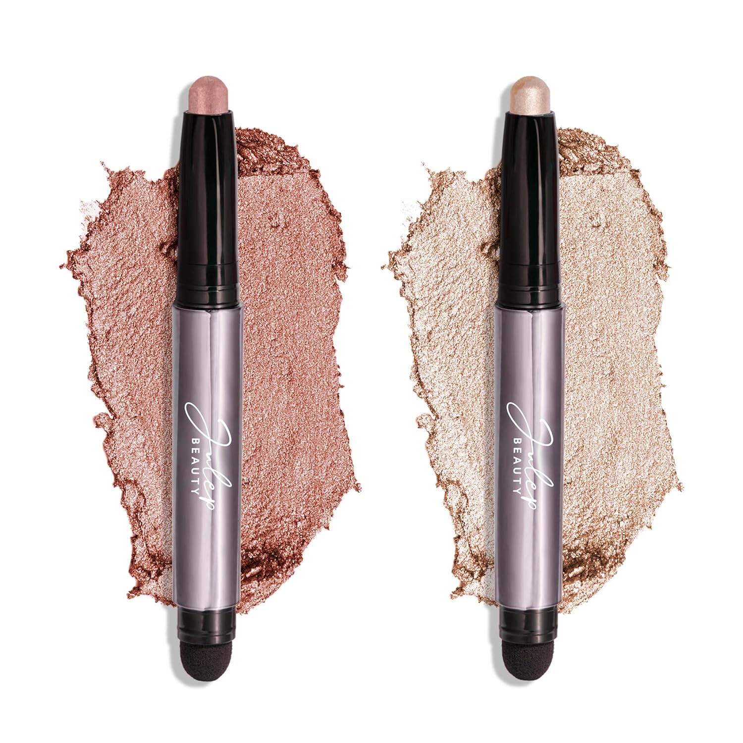 Julep - Sombra de ojos 101 de crema a polvo, impermeable, en barra de punta doble – De larga duración, a prueba de arrugas, fácil de aplicar con difuminante incorporado - Perla y Rosa brillante