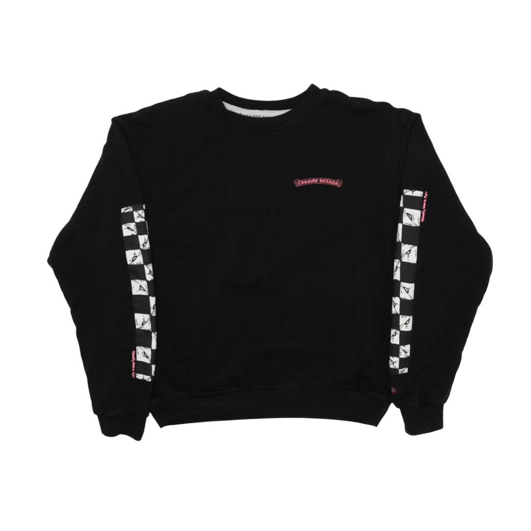 CHROME HEARTS MATTY BOY 'PRETENSE' THERMAL LINED BLACK CREWNECK