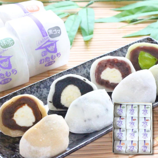 Hokkaido Local Market Raw Cream Daifuku Sesame, Ogura, Black Sesame, Black Tea), 2.1 oz (60 g) x 12 Packs, Hokkaido Hakodate (3 Boxes)