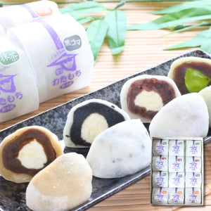 Hokkaido Local Market Raw Cream Daifuku Sesame, Ogura, Black Sesame, Black Tea), 2.1 oz (60 g) x 12 Packs, Hokkaido Hakodate (3 Boxes)