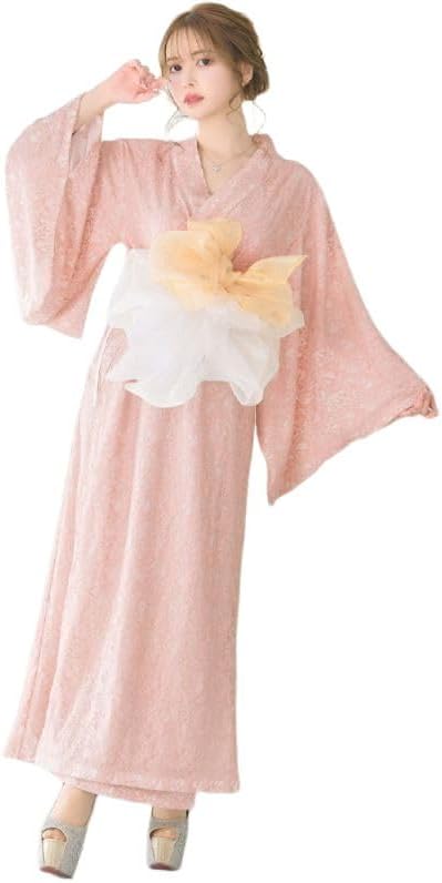 LoveRich 1253 Full Lace Fluffy Organza Belt Long Yukata Style Luxurious Oiran Kimono Dress Cosplay Event Halloween Cabaret Dress