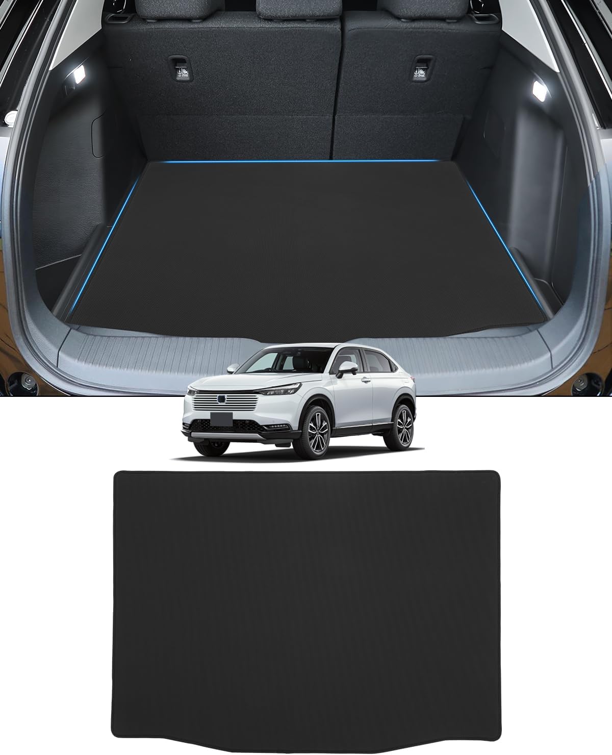 Mixsuper Honda New Vezel, RV Type, Luggage Mat, 2D Trunk Mat, Suitable for VEZEL RV3/4/5/6 Types, Luggage Tray, Cargo Mat, April 2021, Present Vezel, Interior Parts, Waterproof Mat, PVC Leather,