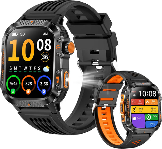 Smart Watch, Large 2.01-inch Screen, Built-in GPS, Military Standards, IP68 Waterproof), Long Battery Time, Bluetooth 5.3 Calls, Smartwatch, iPhone Compatible, Android Compatible, Japanese Display