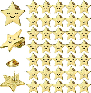 Lyrow 25/50/100/150/300 piezas de pines de estrella dorada a granel de metal dorado Y2K motivacionales para el día patriótico de los veteranos Bckpack broche de solapa