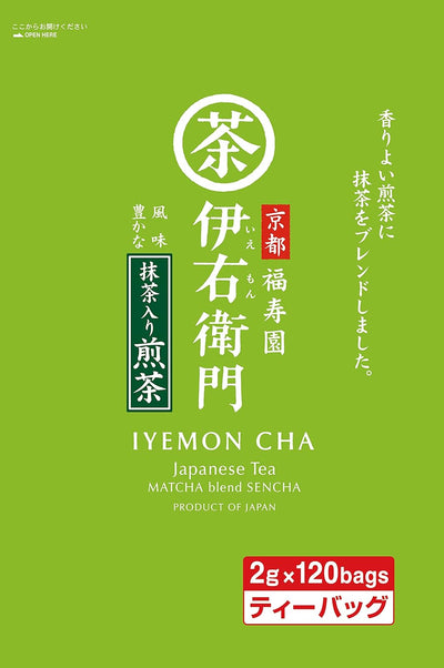 Uji no Dewu Iemon Green Tea with Matcha Tea Bag, 0.07 oz (2 g) x 120 P