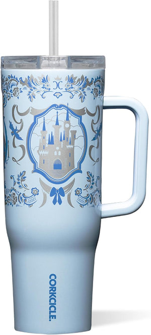 Corkcicle Cruiser Vaso Térmico Aislado con Asa y Pajita - Mantiene las Bebidas Frías 20 Horas - Triple Aislamiento - Regalo de Bebidas de Verano - Mantiene las Bebidas Heladas - 40 oz - Princesa