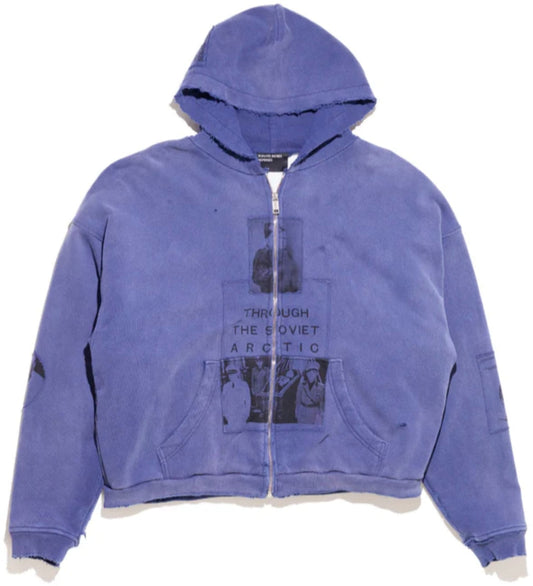 ENFANTS RICHES DÉPRIMÉS 'SPRUCE BLUE' SOVIET ARCTIC ASSEMBLAGE ZIP UP HOODIE