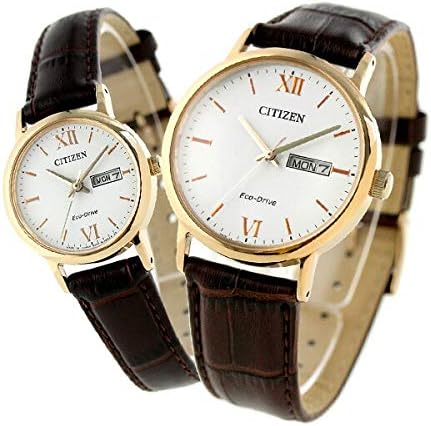 Citizen BM9012-02A EW3252-07A Pair Watch, Eco-Drive, Leather Strap, White