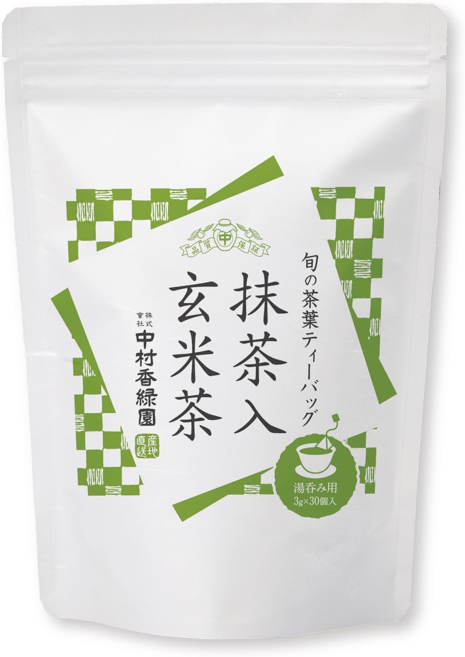 Nakamura Korokuen Chadokoro Kakegawa 2024 New Tea Deep Steamed "Seasonal Tea Bag with Matcha Brown Rice Tea", 0.1 oz (3 g) x 30 Pieces, Tetra with String, Green Tea, Nishio Matcha, Twice Roasted Brown