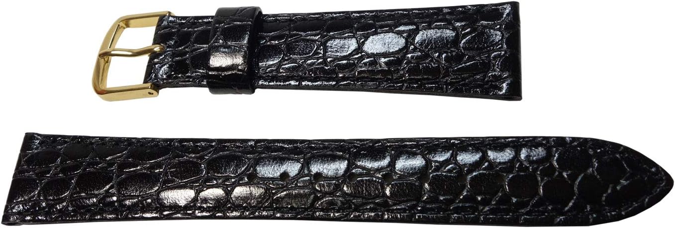 Seiko DE72 Watch Band, 0.7 inch (17 mm), Cowhide Crocodile Embossed Black, Men's Watch Strap, Genuine Product, Luxury
