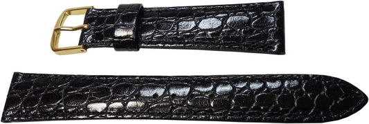 Seiko DE72 Watch Band, 0.7 inch (17 mm), Cowhide Crocodile Embossed Black, Men's Watch Strap, Genuine Product, Luxury
